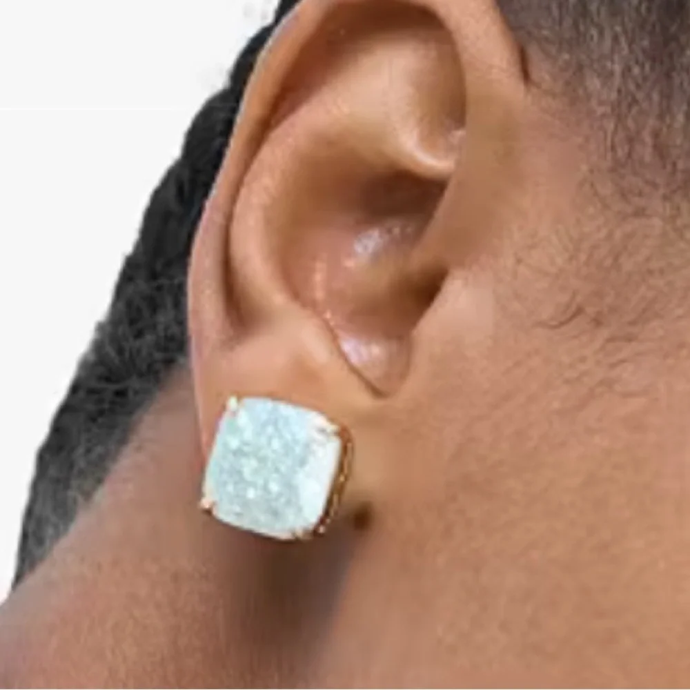 Kate Spade New York ♠️ sparkly black glitter square earrings - Picture 4 of 4